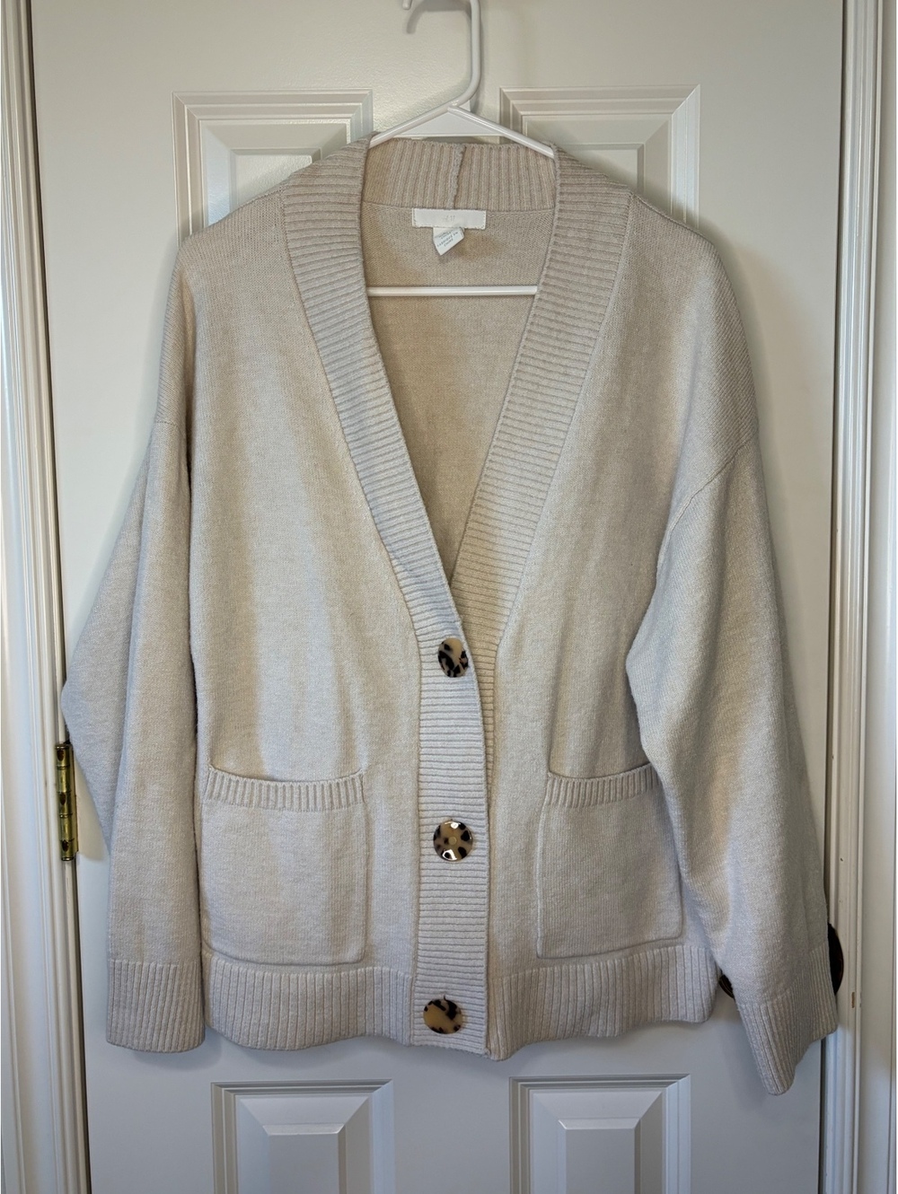 H&M Beige Cardigan with Tortoiseshell Buttons size small